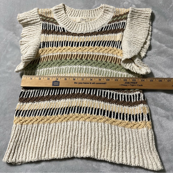 Elan Womens XS Pullover Sweater Top Ruffle Sleeveless Stripe Pullover - Picture 4 of 10